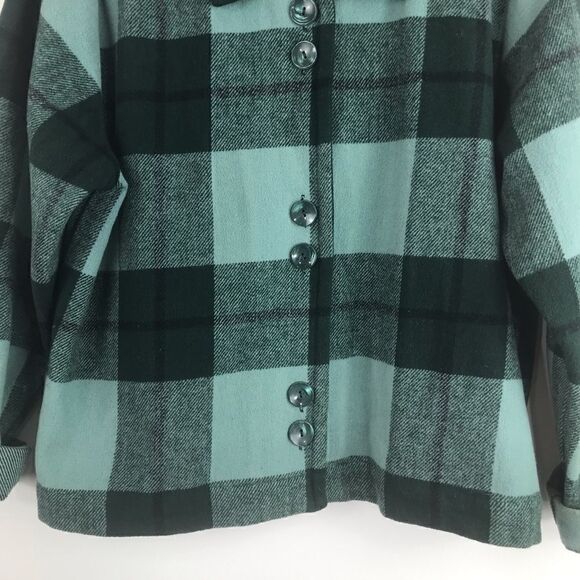 Christopher & Banks Green Plaid Button Up Wool Blend Jacket - Picture 4 of 9